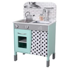 teamson kids 優雅小廚師費城現代成長型木製玩具廚房, 湖水綠, 1組