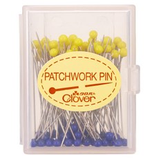 Clover 可樂牌 拼布珠針 鋼製 28.8x0.46mm 日本產, 黃色 + 藍色 + 銀色, 1個