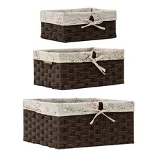 dayneeds 日需百備 植村布藝編織收納籃 SBI-YDF02RCF 3入組, 咖啡色, 1組