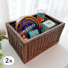 藤編藤籃 J087H, 2個, 棕色