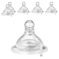 PiYOPiYO 黃色小鴨 媽咪乳感防脹氣 標準口徑奶瓶用奶嘴 十字型 M 3個, 3個月以上, 2組