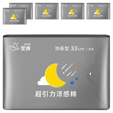 icon 愛康 超引力涼感衛生棉, 加長型(33cm), 6片, 6包