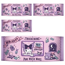 KUROMI 酷洛米 加厚超純水柔濕巾掀蓋包3D 壓花 80張, 4包, 1組