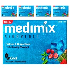 medimix 台灣公司貨 印度藍寶石沁涼美肌皂 岩蘭草 + 葡萄籽, 125g, 5個