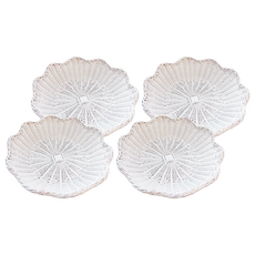 藤鋪 豪華藤條 多功能飯店菜盤 藤籃架, 白色, 4個