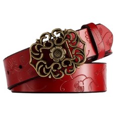 本革職人 自我主張潮流鏤空雕花扣頭平滑扣真皮皮帶
