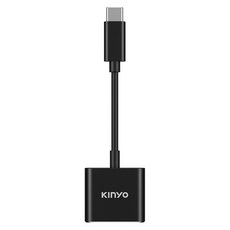 Kinyo Type-C 轉 3.5mm + Type-C 轉接線 28 x 8 x 102mm 8g, 黑色, 1盒