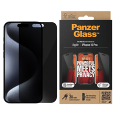 PanzerGlass 智慧型手機 2.5D 保護貼 iPhone 15 Pro 防窺 9H 防指紋 Tempered Glass Privacy (dark)