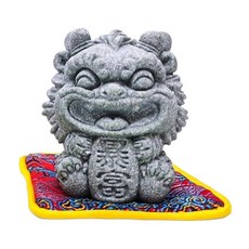 雙倍進財 青砂石麒麟擺件 5 x 4.7 x 6.3cm, 暴富 灰色, 1個