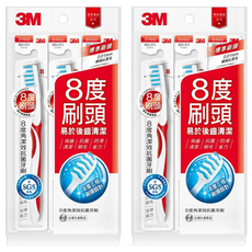 3M 8度角潔效抗菌牙刷 纖細尖柔毛 標準刷頭 顏色隨機, 3支, 2包