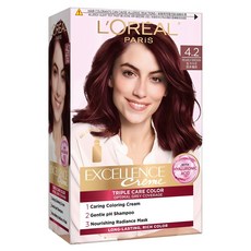 L'OREAL PARiS 巴黎萊雅 優媚霜三重護髮染髮霜 4.2, 深紅棕色, 1個