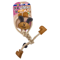 DoggyMan 牛革棉繩玩具, 兔子, 1個