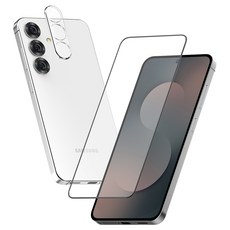 KMDESIGN 9H全覆蓋指紋識別全膠黏貼強化玻璃手機螢幕保護貼+鏡頭保護貼組, 1套