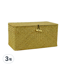 藍色現代藤編收納整理籃 S, 淺黃色, 3個