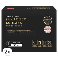 SMART ECO 紡織品 IYU 口罩 L 成人用, 2個, 黑色, 50入