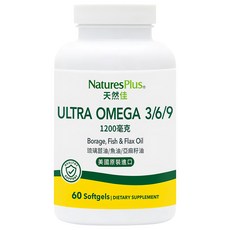 NaturesPlus 天然佳 Ultra Omega 3/6/9 軟膠囊, 60顆, 1罐