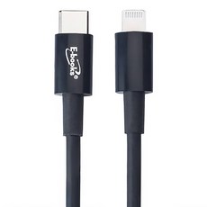 E-books Type-C-Lightning快充傳輸線 X84 蘋果MFi認證 支援20W快充, 1.5m, 黑色, 1條