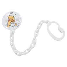 NUK Disney 迪士尼 小熊維尼圖案奶嘴鍊 0個月, 白色, 1個