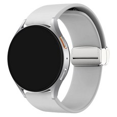 SPACE SHIELD Galaxy Watch 相容 D扣磁吸矽膠錶帶 20mm, 銀色, 1個
