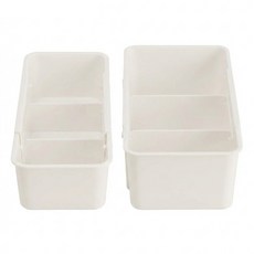 AFAMIC 艾法 廚房衣櫃 抽屜分隔伸縮收納盒 寬款27 x 14.5 x 9.5cm + 窄款27 x 9.7 x 6.3cm 2個, 白色, 1組