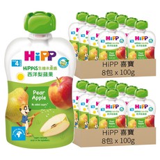 HiPP 喜寶 生機水果趣 西洋梨蘋果 4個月以上, 100g, 16包