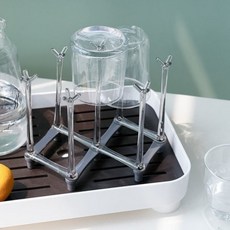 Kitchen Awesome 折疊式杯子瀝水架, 灰色, 1個