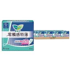 Laurier 蕾妮亞 零觸感特薄衛生棉 極長夜用型 台灣公司貨, 40cm, 6片, 24包