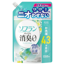 LION 獅王 Soflan 強力消臭柔軟精 清新綠香 補充包, 1個, 1.3L