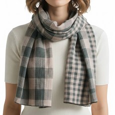 Vavisoo 棋盤格棉質雙面圍巾