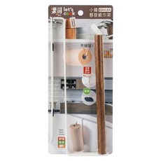 樂司廚品 小鐵懸掛紙巾架, 白色 + 原木色, 1個