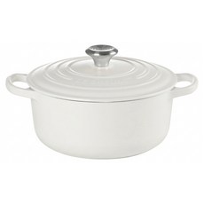 LE CREUSET 圓鐵鍋 附鋼頭鍋蓋 3.3L, 22cm, 水霧白, 1個