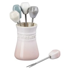 LE CREUSET 悠然恬靜系列 餐具組 棉花白 + 蛋白霜 + 貝殼粉 +海洋之花 + 迷霧灰, 1套, 餐叉 5支