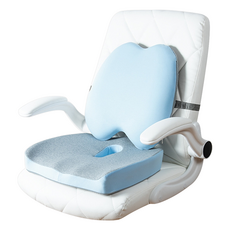 HONDONI 涼感冰絲5D護腰靠墊 記憶靠墊加坐墊 M9C-BL, 藍色