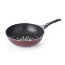 Kitchen-Art 鑽石塗層深型平底炒鍋 酒紅色, 28cm, 1個