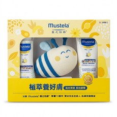 mustela 慕之恬廊 植萃養好膚禮盒 高效雙潔乳 300ml + 高效潤身乳 200ml + 植萃蜜蜂玩偶, 1盒