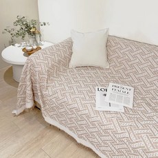 hoom禾森生活 法式編織沙發布, 波希米亞 奶茶格, 1件