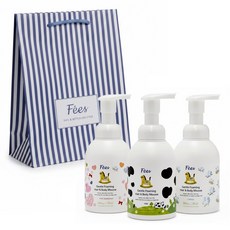 Fees BEBE 嬰兒洗髮沐浴泡泡 附提袋 清新舒棉 + 香濃牛奶 + 粉紅甜心 400ml 3件組, 1組