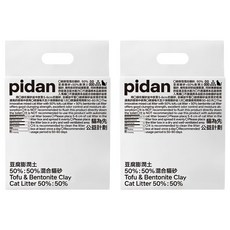 pidan 寵物貓砂 豆腐膨潤土50%:50%混合貓砂, 2.4kg, 2袋, 原味混合砂