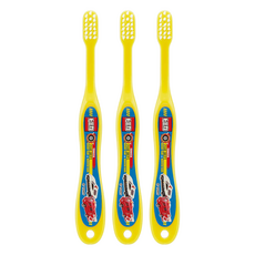TOMICA 適用3~5歲 兒童軟毛牙刷 可愛卡通造型, 黃色, 1入, 3支
