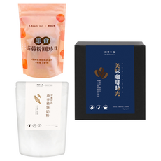 順便幸福 珍珠燕麥咖啡拿鐵超值組, 1套, 焦糖榛果濾掛咖啡8g 12包 + 燕麥植物奶粉350g + 即食蒟蒻粉圓珍珠300g