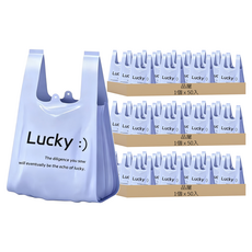 品屋 幸運加厚背心式垃圾袋 藍色 50入, 3個, 18L