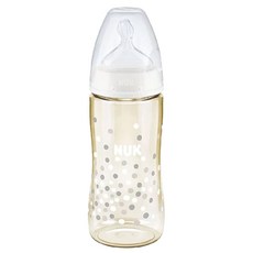 NUK 寬口徑PPSU奶瓶 附2號中圓洞矽膠奶嘴 6個月以上, 顏色隨機, 300ml, 1個