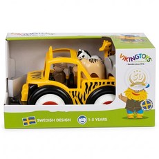 瑞典品牌 VIKINGTOYS 維京玩具 Jumbo動物吉普車 黃色 16 x 16 x 30.5cm 1組