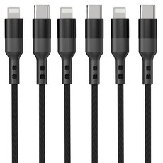 GOOSPERY Type-C to iPhone Lightning PD 超高速充電線, 3個, 黑色, 2m