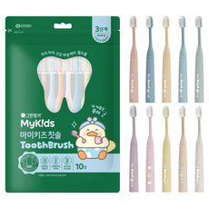 GREEN FINGER 綠手指 兒童用 My Kids 可站立式超細軟毛牙刷 3階段 10入組, 混合色, 10入, 1套