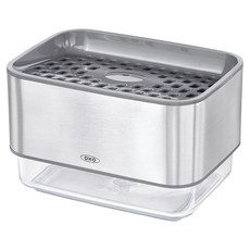 OXO 按壓式海綿給皂機 13.8 x 10 x 8.3cm, 銀色 + 透明色, 1個