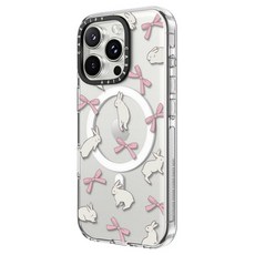 CASETiFY 手機 背板型 保護殼 iPhone 16 Pro MagSafe兼容 兔兔緞帶 透明色