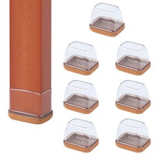 SUNEWZ 家用矽膠防噪音椅腳家具腳套 長方形, 8個, 透明