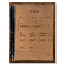 ClipboardProject 活頁夾木質菜單板 亮黑色 + 2張PET內頁, 1個