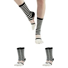 PORA BELLA YOGA SOCKS 運動條紋止滑瑜珈五趾中筒襪2雙組 YG019